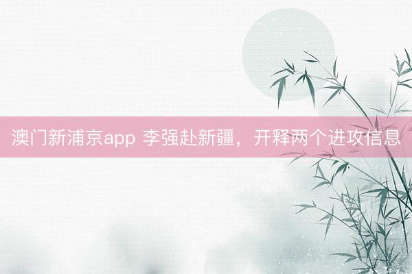 澳门新浦京app 李强赴新疆，开释两个进攻信息