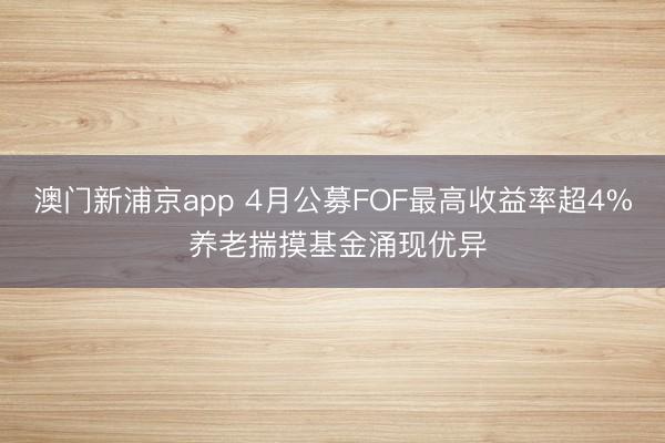 澳门新浦京app 4月公募FOF最高收益率超4% 养老揣摸基金涌现优异