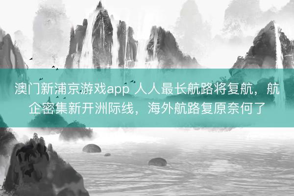 澳门新浦京游戏app 人人最长航路将复航，航企密集新开洲际线，海外航路复原奈何了