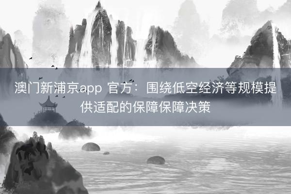 澳门新浦京app 官方：围绕低空经济等规模提供适配的保障保障决策