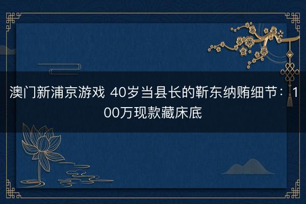 澳门新浦京游戏 40岁当县长的靳东纳贿细节：100万现款藏床底