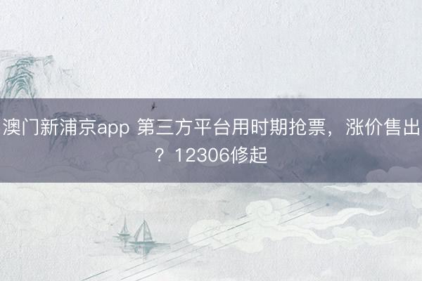 澳门新浦京app 第三方平台用时期抢票，涨价售出？12306修起
