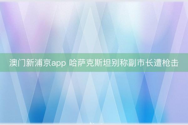 澳门新浦京app 哈萨克斯坦别称副市长遭枪击