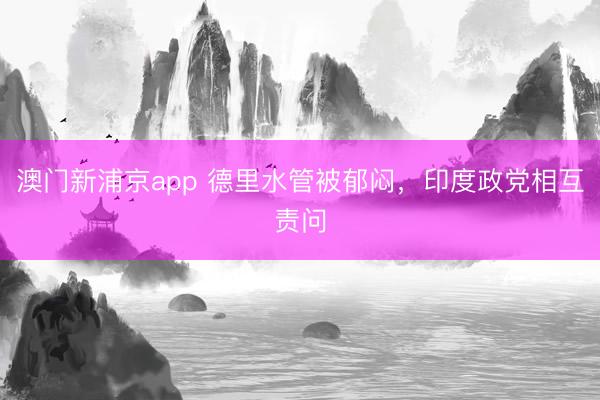 澳门新浦京app 德里水管被郁闷,印度政党相互责问