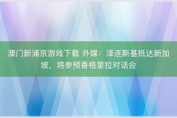 澳门新浦京游戏下载 外媒：泽连斯基抵达新加坡，将参预香格里拉对话会