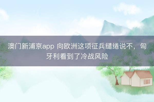 澳门新浦京app 向欧洲这项征兵缱绻说不，匈牙利看到了冷战风险