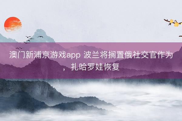 澳门新浦京游戏app 波兰将搁置俄社交官作为，扎哈罗娃恢复