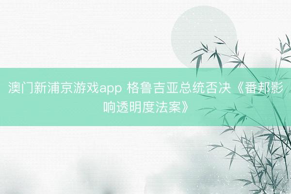 澳门新浦京游戏app 格鲁吉亚总统否决《番邦影响透明度法案》