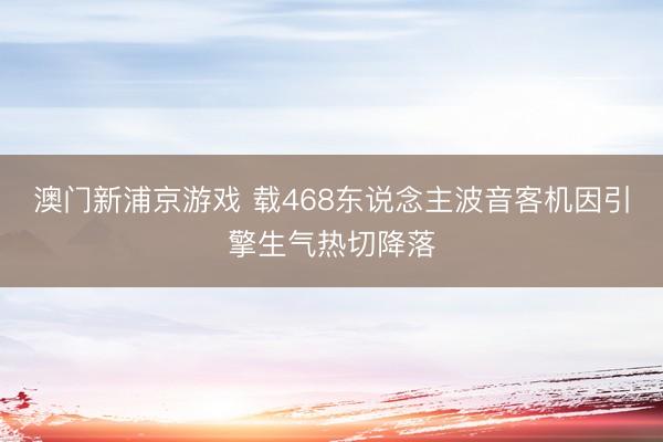 澳门新浦京游戏 载468东说念主波音客机因引擎生气热切降落