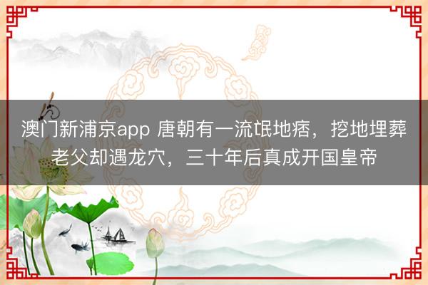 澳门新浦京app 唐朝有一流氓地痞，挖地埋葬老父却遇龙穴，三十年后真成开国皇帝