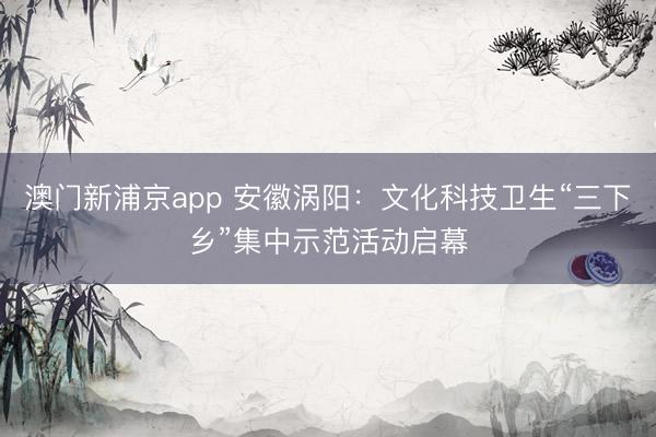 澳门新浦京app 安徽涡阳：文化科技卫生“三下乡”集中示范活动启幕