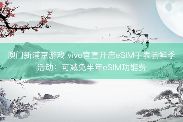 澳门新浦京游戏 vivo官宣开启eSIM手表尝鲜季活动：可减免半年eSIM功能费