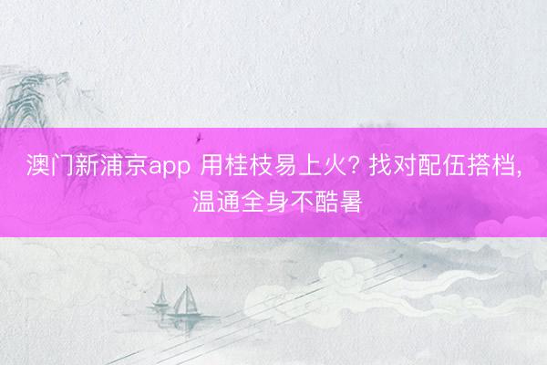 澳门新浦京app 用桂枝易上火? 找对配伍搭档， 温通全身不酷暑