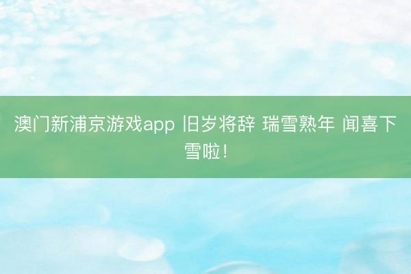 澳门新浦京游戏app 旧岁将辞 瑞雪熟年 闻喜下雪啦！