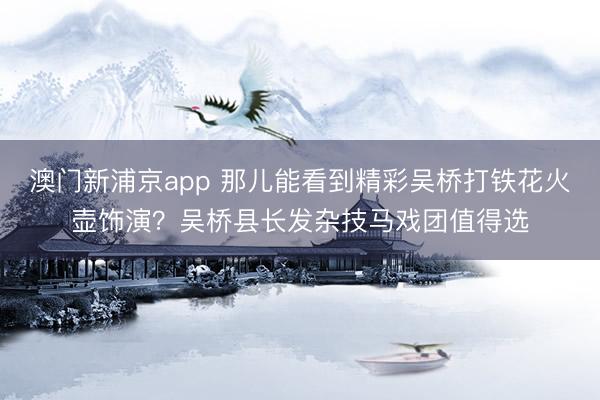 澳门新浦京app 那儿能看到精彩吴桥打铁花火壶饰演？吴桥县长发杂技马戏团值得选