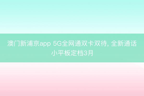 澳门新浦京app 5G全网通双卡双待， 全新通话小平板定档3月