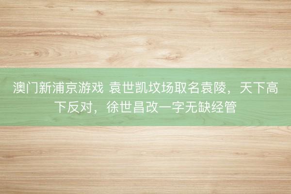 澳门新浦京游戏 袁世凯坟场取名袁陵，天下高下反对，徐世昌改一字无缺经管