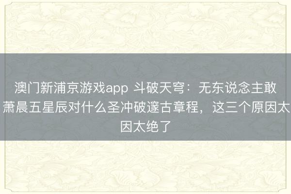 澳门新浦京游戏app 斗破天穹：无东说念主敢管！萧晨五星辰对什么圣冲破邃古章程，这三个原因太绝了