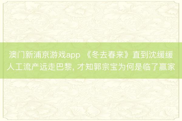 澳门新浦京游戏app 《冬去春来》直到沈缓缓人工流产远走巴黎， 才知郭宗宝为何是临了赢家