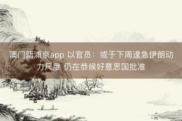 澳门新浦京app 以官员:或于下周遑急伊朗动力尺度 仍在恭候好意思国批准