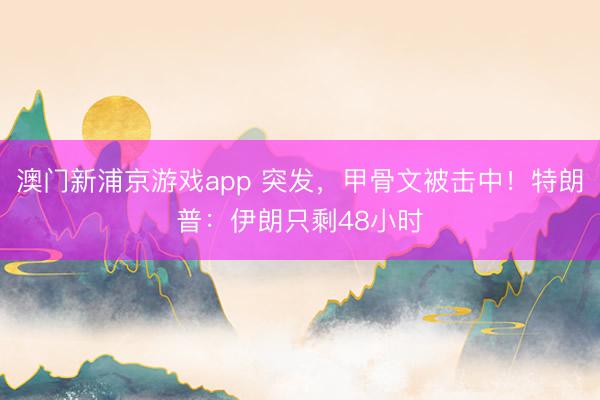 澳门新浦京游戏app 突发，甲骨文被击中！特朗普：伊朗只剩48小时