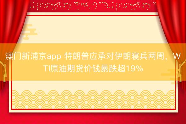 澳门新浦京app 特朗普应承对伊朗寝兵两周，WTI原油期货价钱暴跌超19%