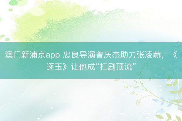 澳门新浦京app 忠良导演曾庆杰助力张凌赫，《逐玉》让他成“扛剧顶流”