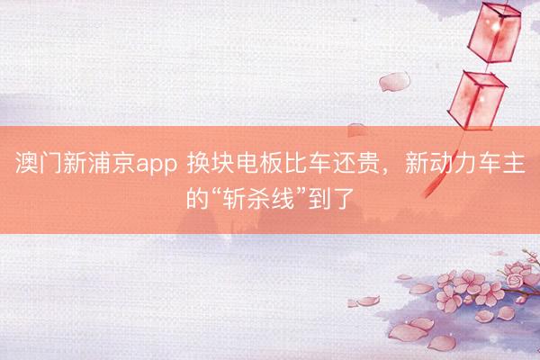 澳门新浦京app 换块电板比车还贵，新动力车主的“斩杀线”到了