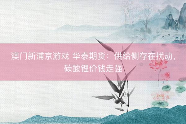 澳门新浦京游戏 华泰期货：供给侧存在扰动，碳酸锂价钱走强