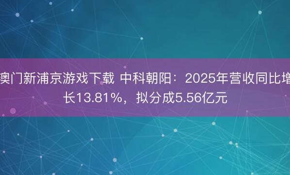澳门新浦京游戏下载 中科朝阳：2025年营收同比增长13.81%，拟分成5.56亿元