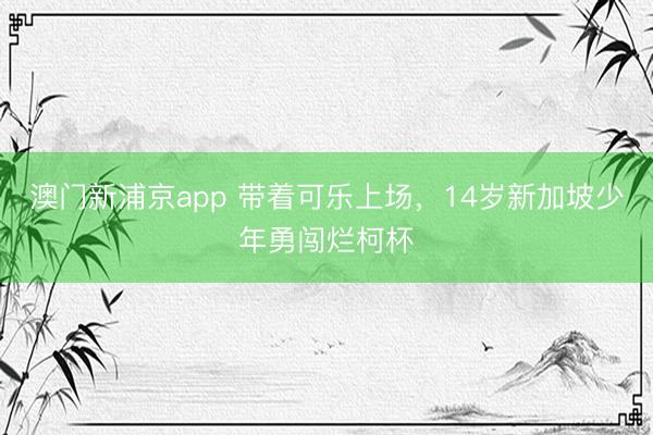 澳门新浦京app 带着可乐上场,14岁新加坡少年勇闯烂柯杯