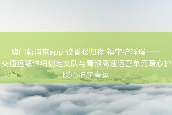 澳门新浦京app 饺香暖归程 福字护祥瑞——潍坊市交通运载详细划定支队与青银高速运营单元暖心护航春运