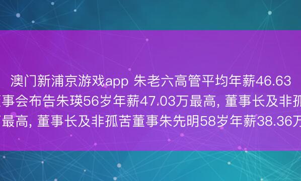 澳门新浦京游戏app 朱老六高管平均年薪46.63万: 财务追究东谈主及董事会布告朱瑛56岁年薪47.03万最高， 董事长及非孤苦董事朱先明58岁年薪38.36万最低