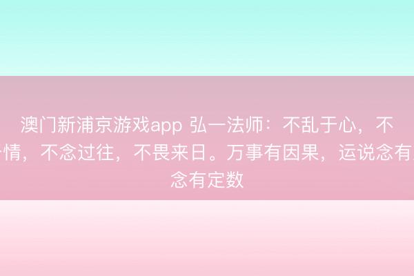 澳门新浦京游戏app 弘一法师：不乱于心，不困于情，不念过往，不畏来日。万事有因果，运说念有定数