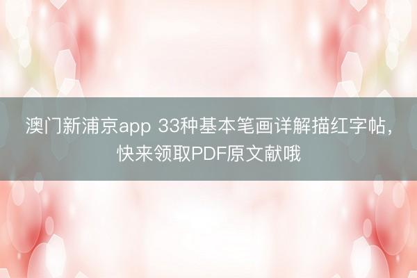 澳门新浦京app 33种基本笔画详解描红字帖，快来领取PDF原文献哦