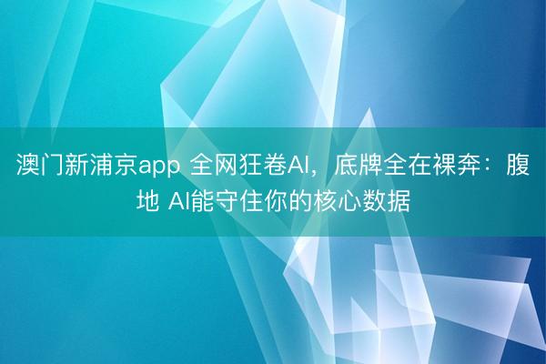 澳门新浦京app 全网狂卷AI，底牌全在裸奔：腹地 AI能守住你的核心数据