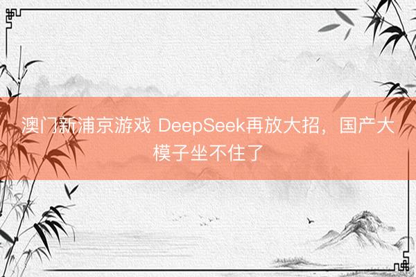 澳门新浦京游戏 DeepSeek再放大招，国产大模子坐不住了
