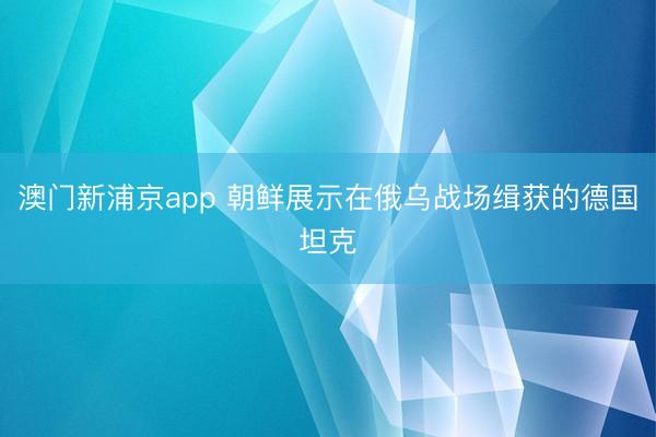 澳门新浦京app 朝鲜展示在俄乌战场缉获的德国坦克