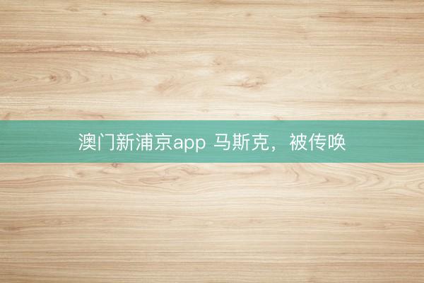 澳门新浦京app 马斯克，被传唤