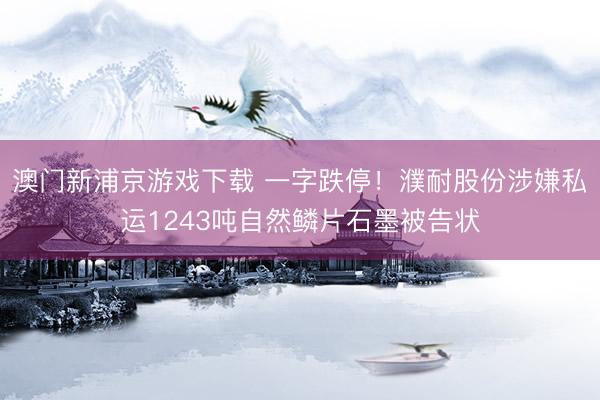 澳门新浦京游戏下载 一字跌停！濮耐股份涉嫌私运1243吨自然鳞片石墨被告状