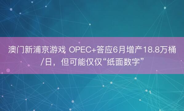 澳门新浦京游戏 OPEC+答应6月增产18.8万桶/日，但可能仅仅“纸面数字”