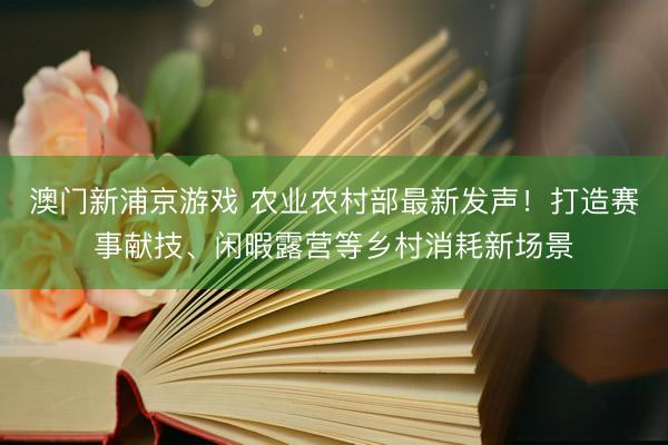 澳门新浦京游戏 农业农村部最新发声！打造赛事献技、闲暇露营等乡村消耗新场景