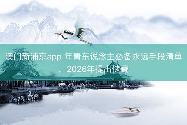 澳门新浦京app 年青东说念主必备永远手段清单，2026年提出储藏