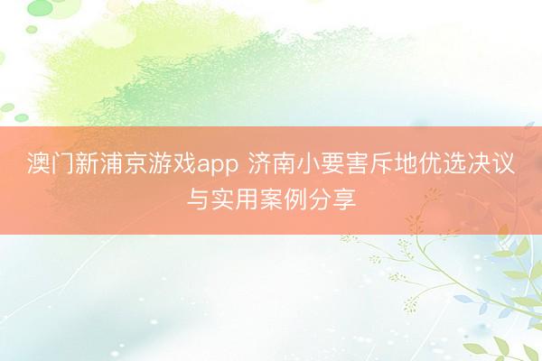 澳门新浦京游戏app 济南小要害斥地优选决议与实用案例分享