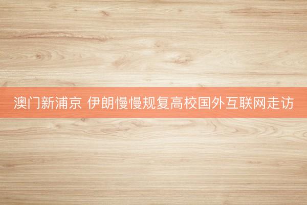 澳门新浦京 伊朗慢慢规复高校国外互联网走访