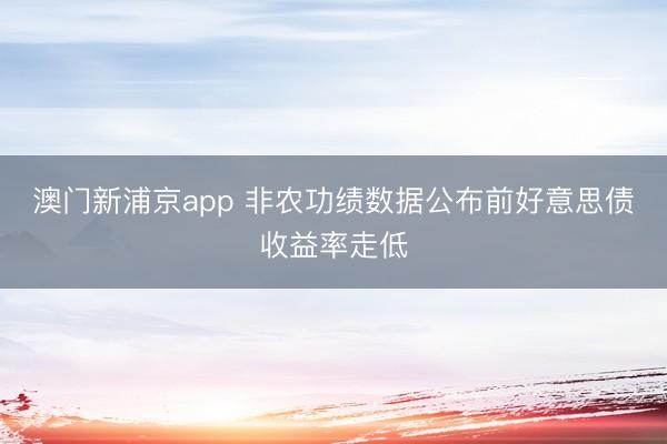 澳门新浦京app 非农功绩数据公布前好意思债收益率走低