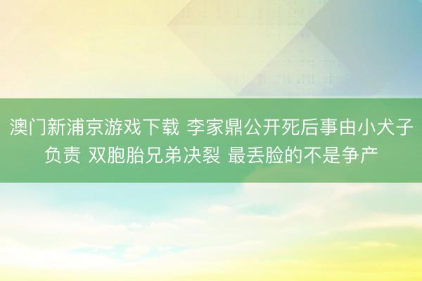 澳门新浦京游戏下载 李家鼎公开死后事由小犬子负责 双胞胎兄弟决裂 最丢脸的不是争产