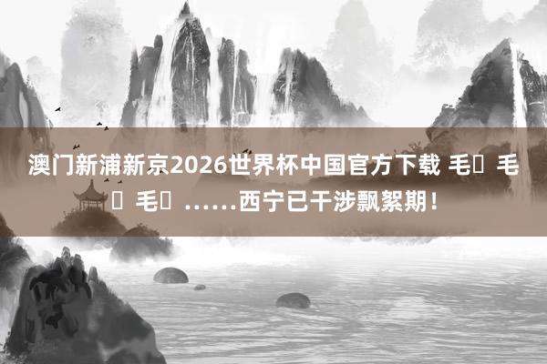 澳门新浦新京2026世界杯中国官方下载 毛҉毛҉毛҉……西宁已干涉飘絮期！