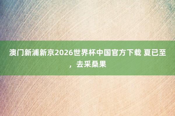 澳门新浦新京2026世界杯中国官方下载 夏已至,去采桑果