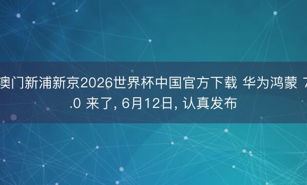 澳门新浦新京2026世界杯中国官方下载 华为鸿蒙 7.0 来了, 6月12日, 认真发布